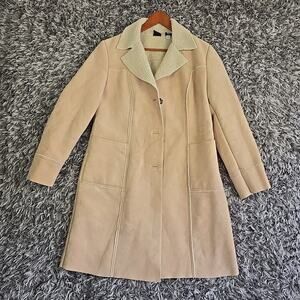 Vintage Y2K Gap Faux Shearling Suede Beige Coat Size XL Hippie Boho Pennylane